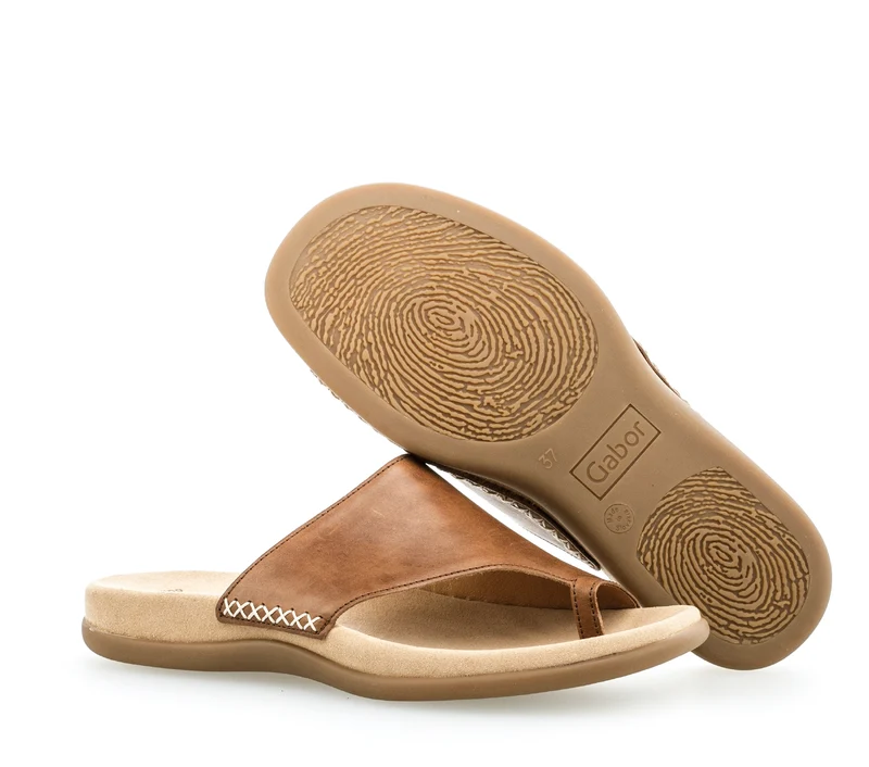Sandales cognac en cuir lisse
