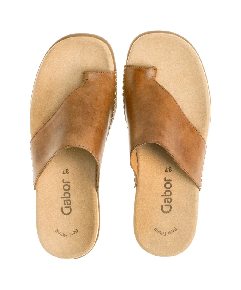 Sandales cognac en cuir lisse