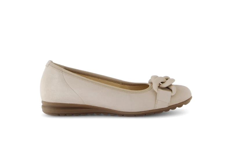 Ballerines beiges en cuir nubuck