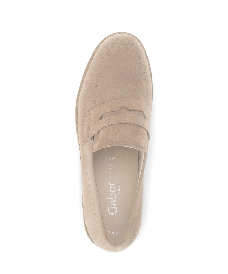 Mocassins beiges en cuir velours