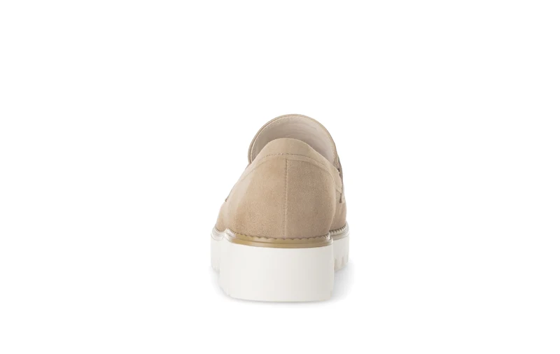 Mocassins beiges en cuir velours