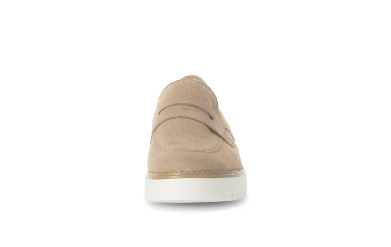 Mocassins beiges en cuir velours
