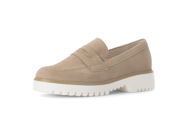 Mocassins beiges en cuir velours