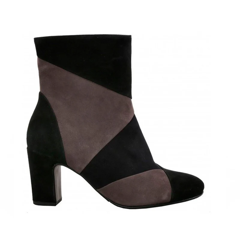 Bottines en velours à talon