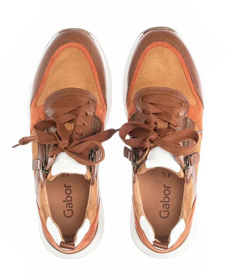 Baskets marron en cuir lisse