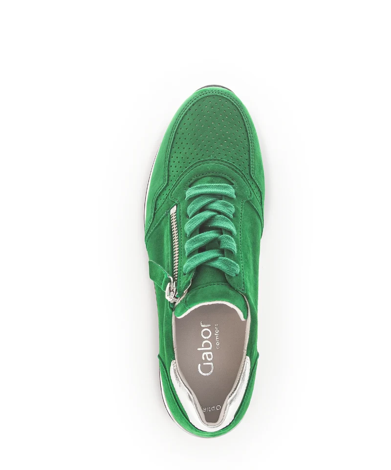 Baskets vertes en cuir velours
