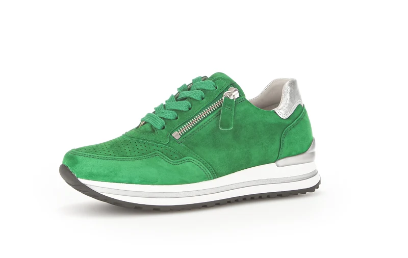 Baskets vertes en cuir velours