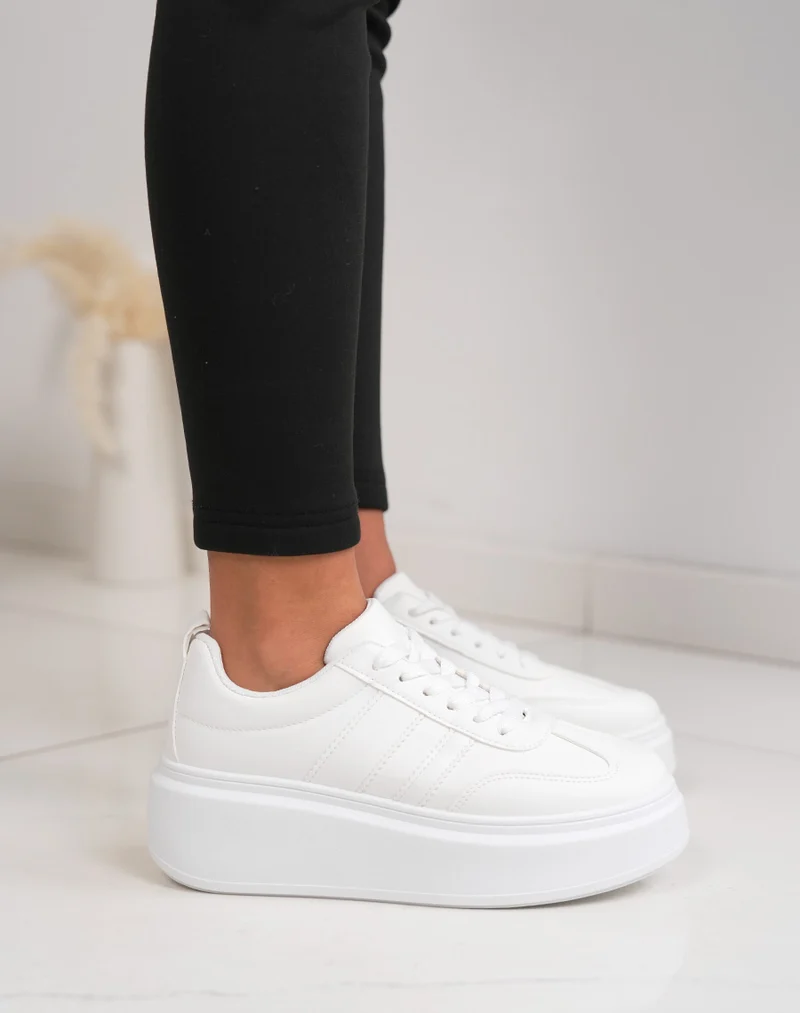 Basket femme blanche tendance avec plateforme épaisse