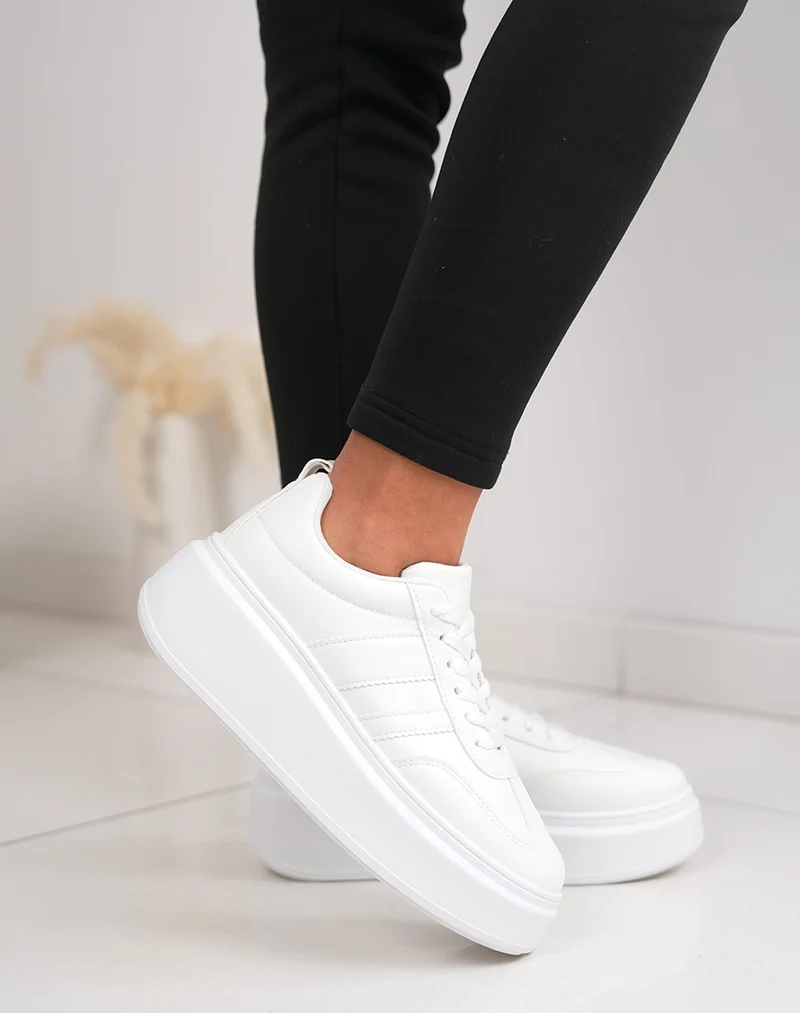 Basket femme blanche tendance avec plateforme épaisse