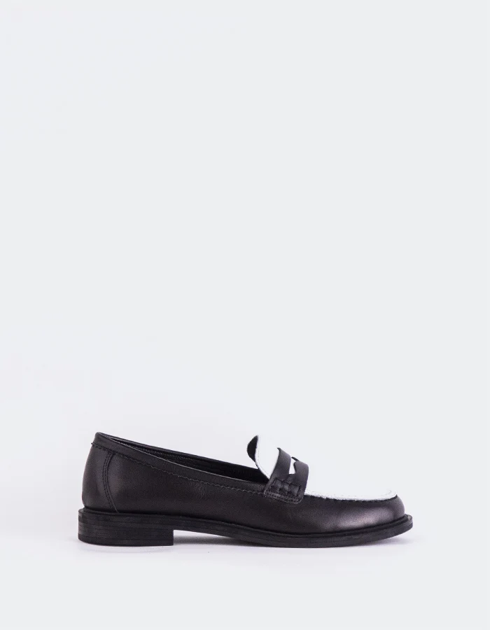 Safiya White/Black Leather