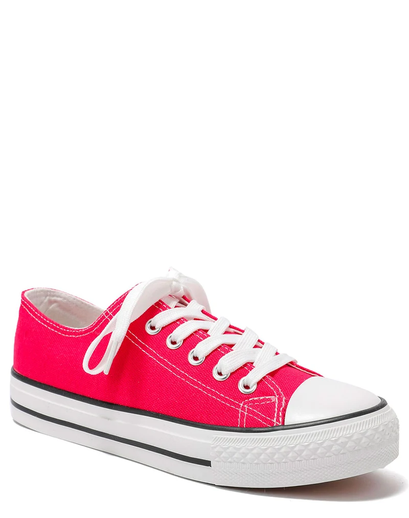 Baskets basses en tissu rose fushia