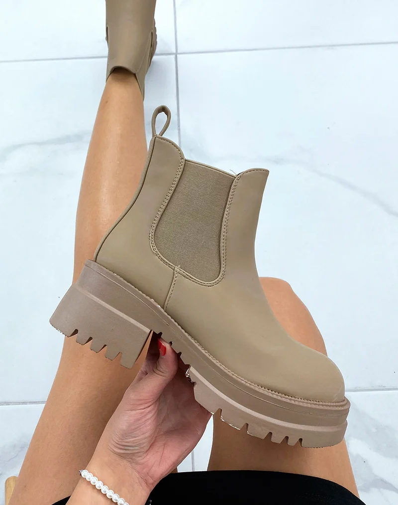 Chelsea boots basses beige foncé gommé