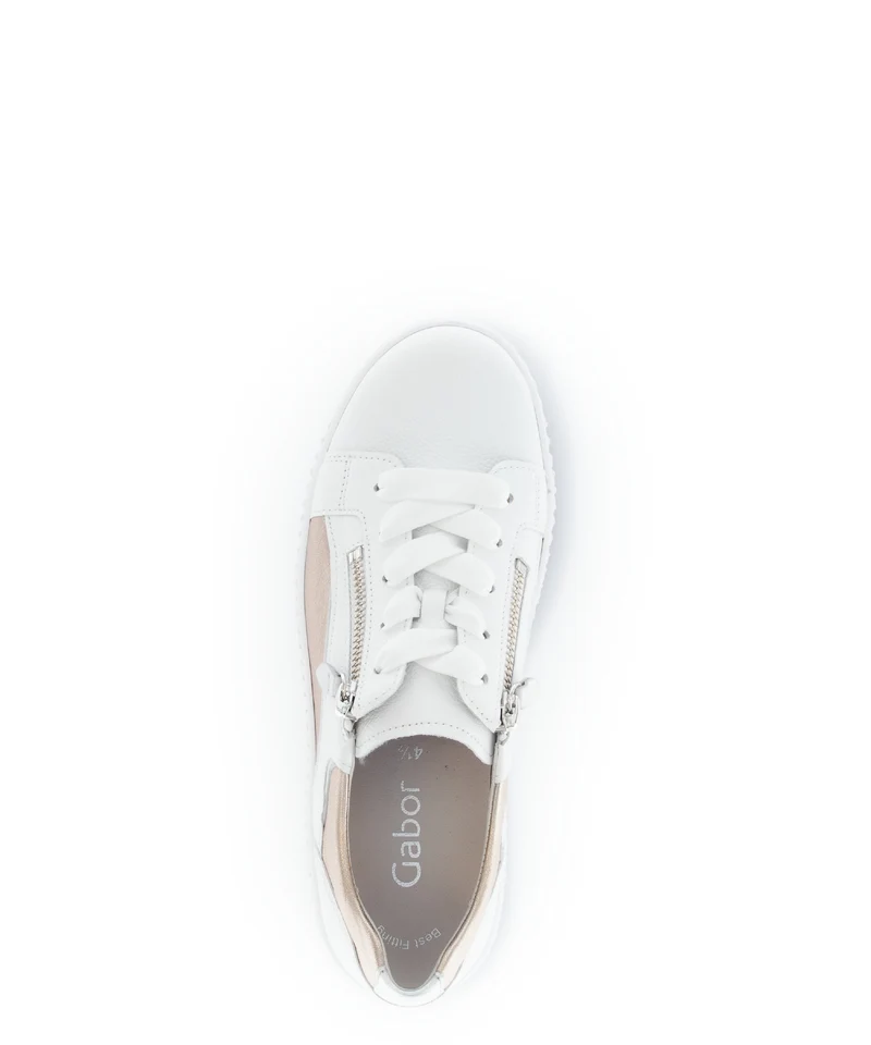 Baskets blanches et dorées en cuir lisse
