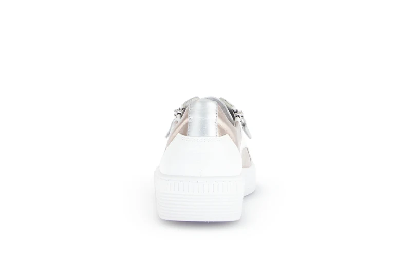Baskets blanches et dorées en cuir lisse