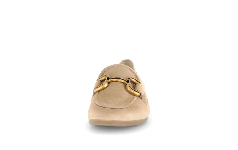 Mocassins beiges en cuir velours