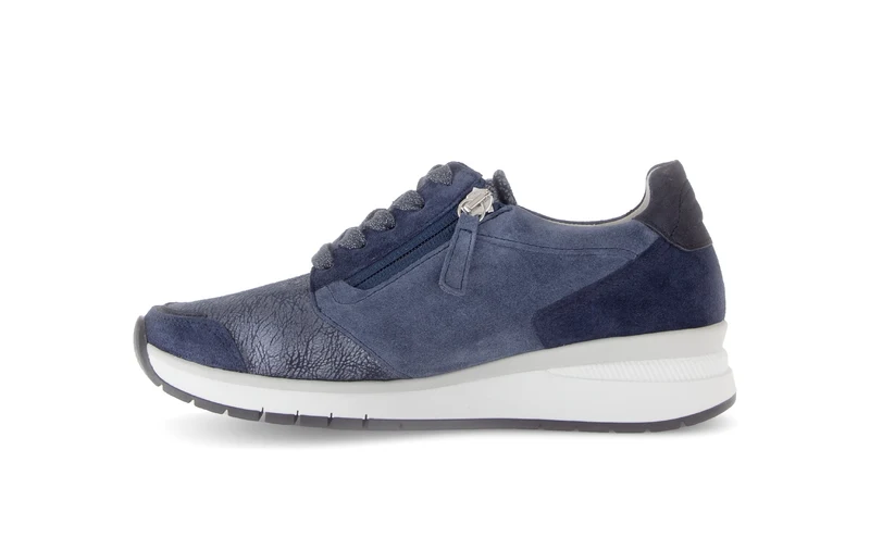 Baskets bleues en Textile et Nubuck (adaptées Hallux Valgus)