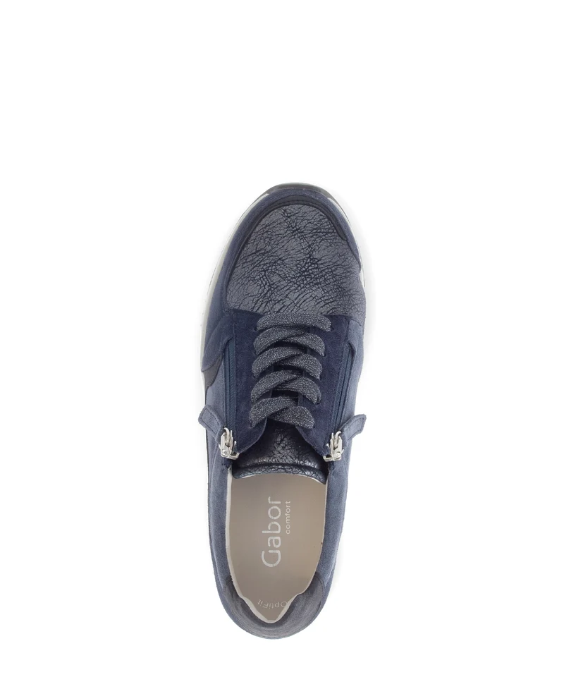 Baskets bleues en Textile et Nubuck (adaptées Hallux Valgus)