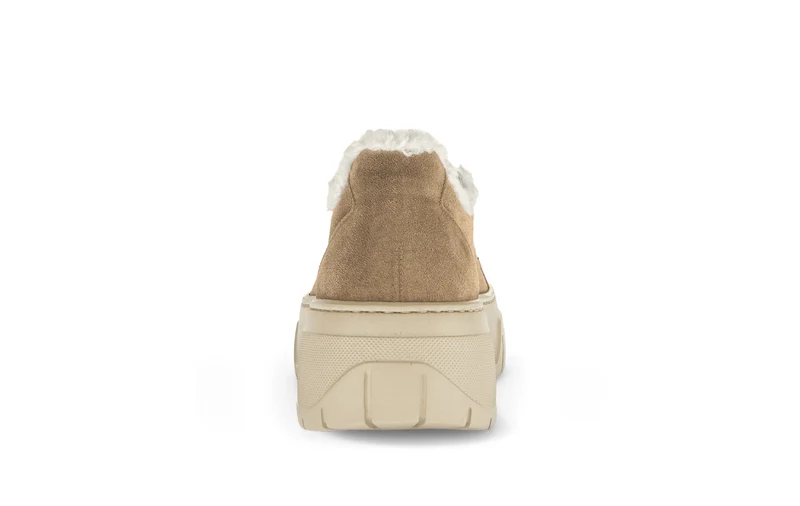 Baskets beiges en velours/fourure