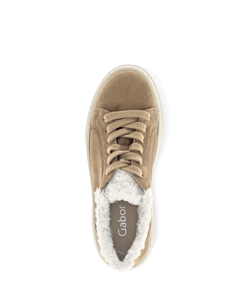 Baskets beiges en velours/fourure