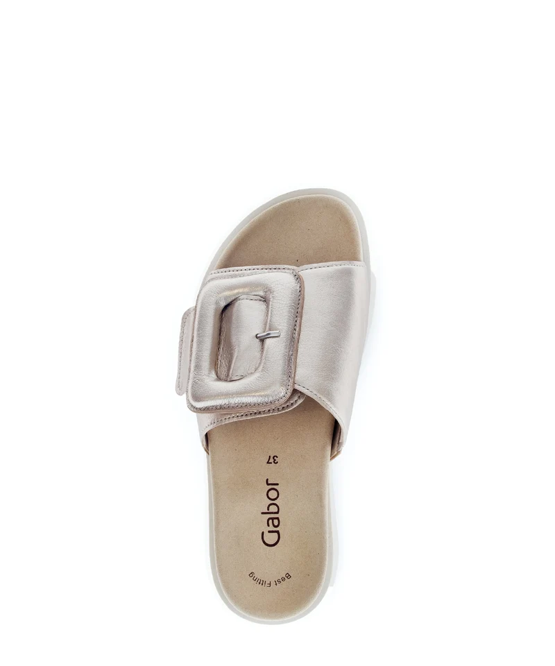 Mules dorées en cuir métallisé