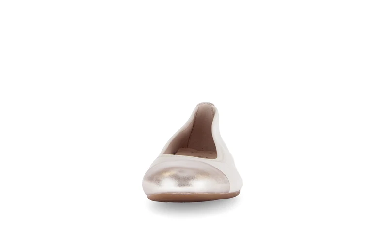 Ballerines blanc crème en cuir lisse