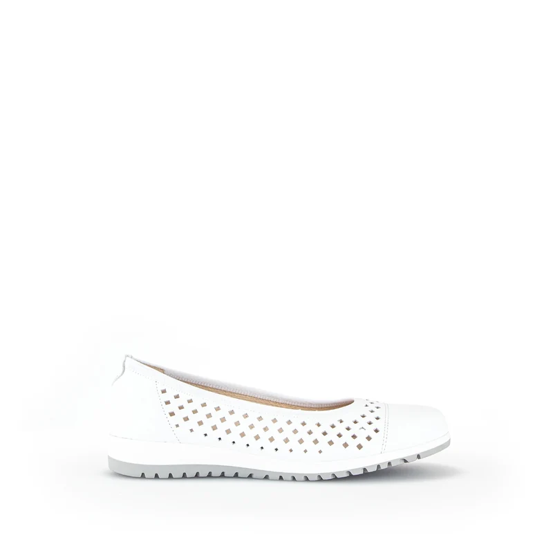 Ballerines blanches en cuir lisse