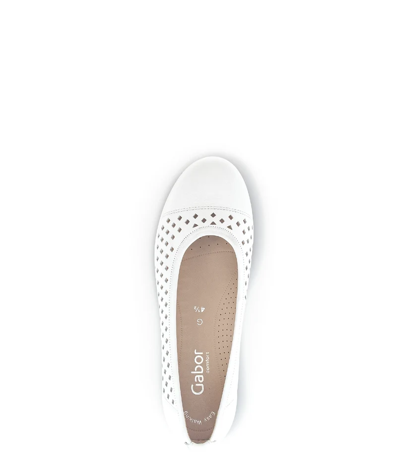 Ballerines blanches en cuir lisse