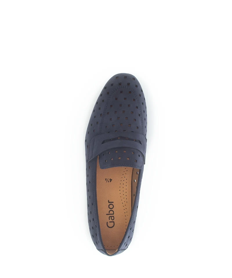 Mocassins bleus en cuir nubuck