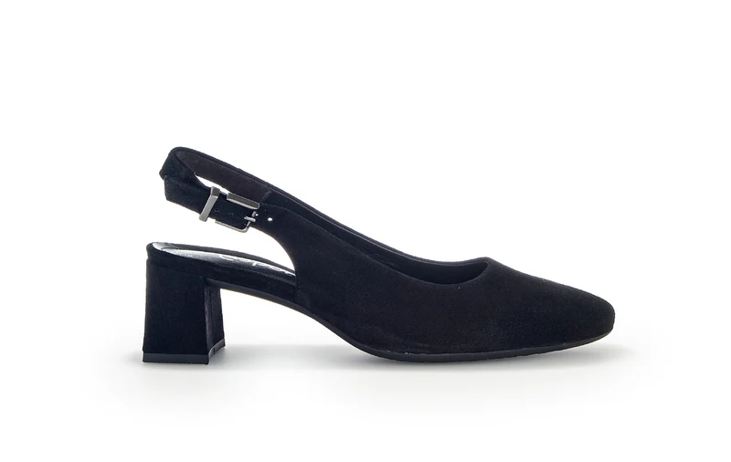 Escarpins à bride arrière noire en cuir velours