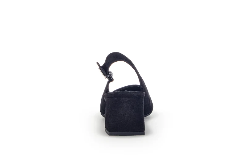 Escarpins à bride arrière noire en cuir velours