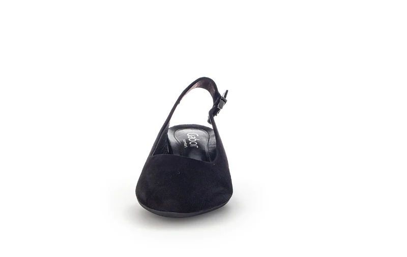 Escarpins à bride arrière noire en cuir velours