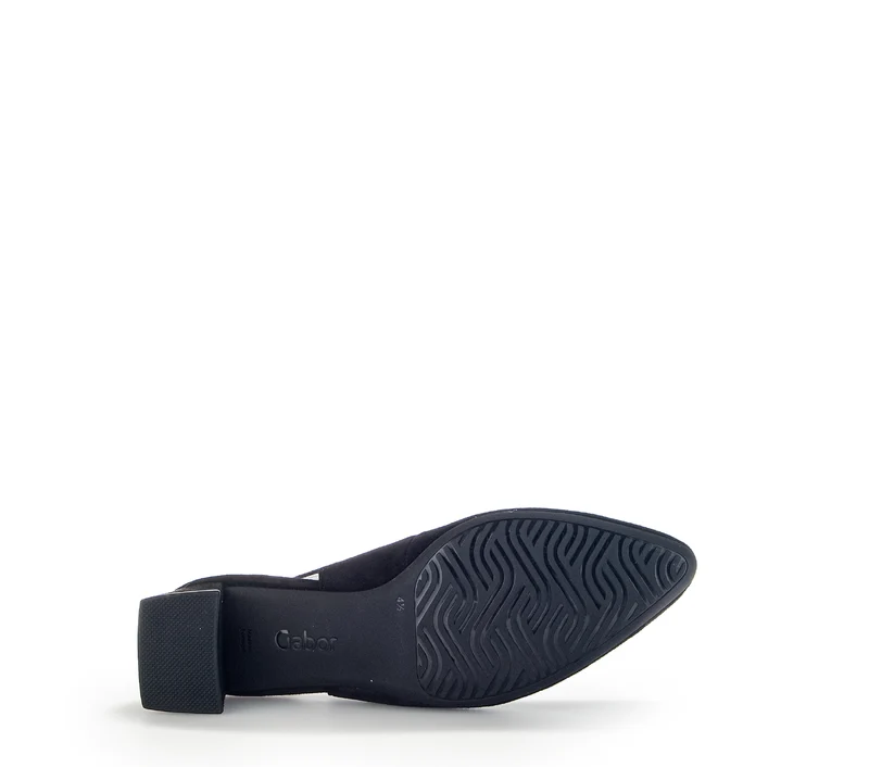 Escarpins à bride arrière noire en cuir velours