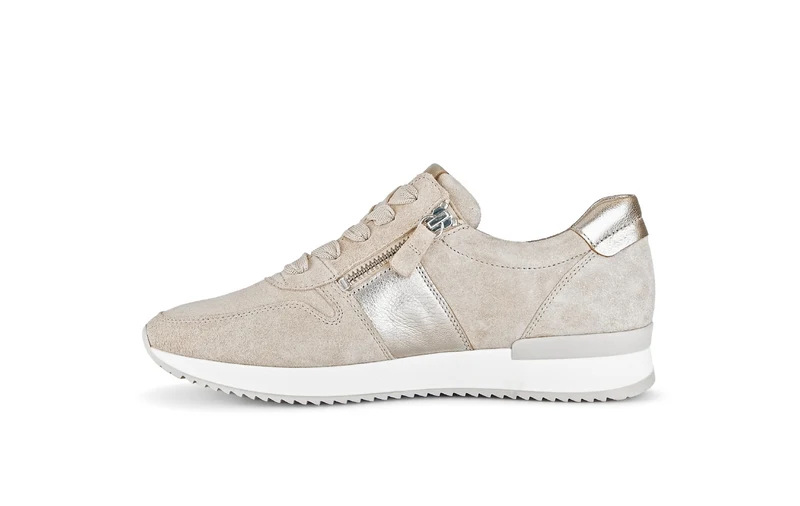 Baskets beiges en nubuck insert métallisé