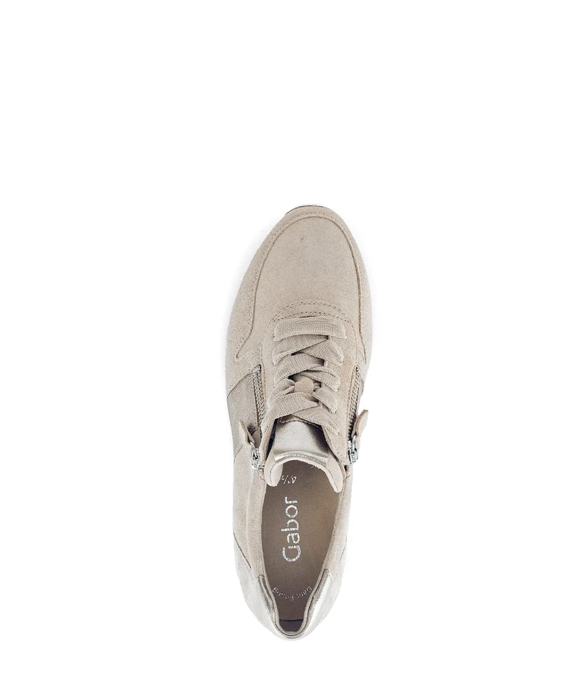 Baskets beiges en nubuck insert métallisé