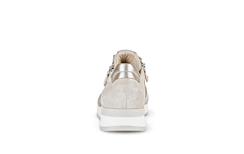 Baskets beiges en nubuck insert métallisé