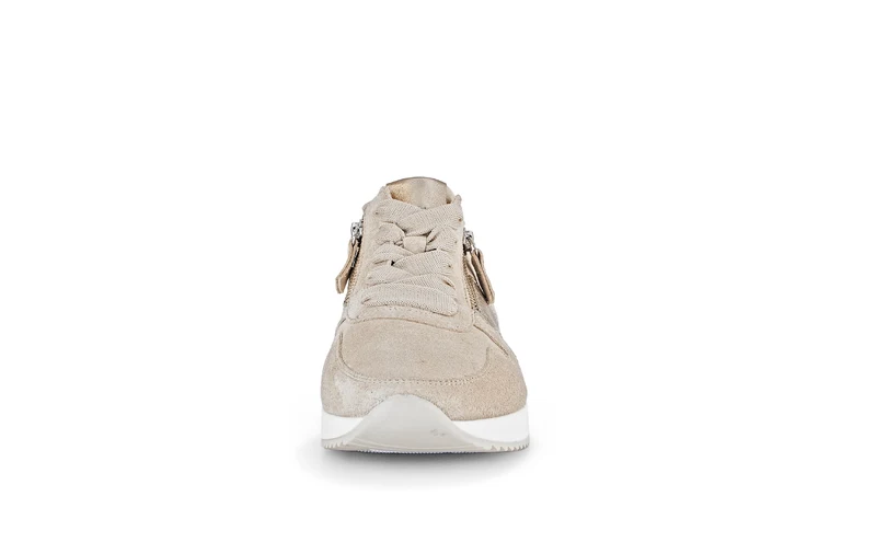 Baskets beiges en nubuck insert métallisé