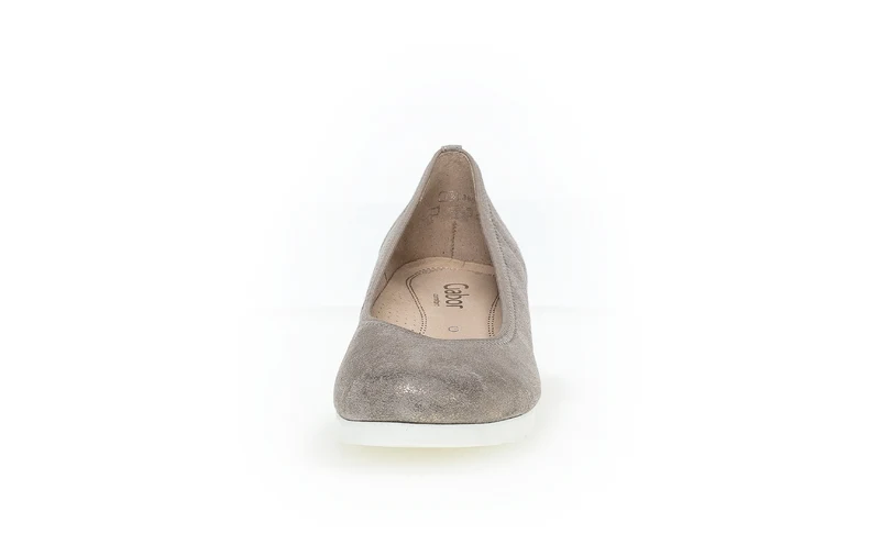 Ballerines beige-dorées en cuir métallisé