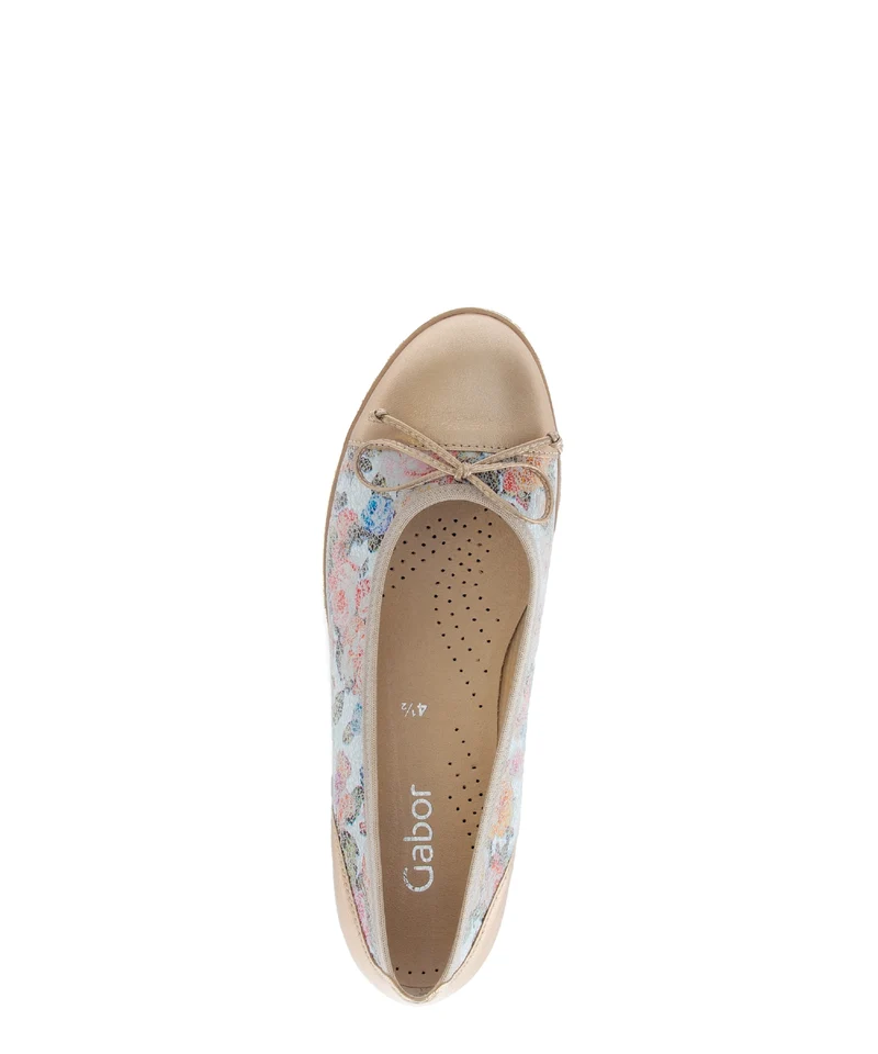 Ballerines fleuries en cuir lisse
