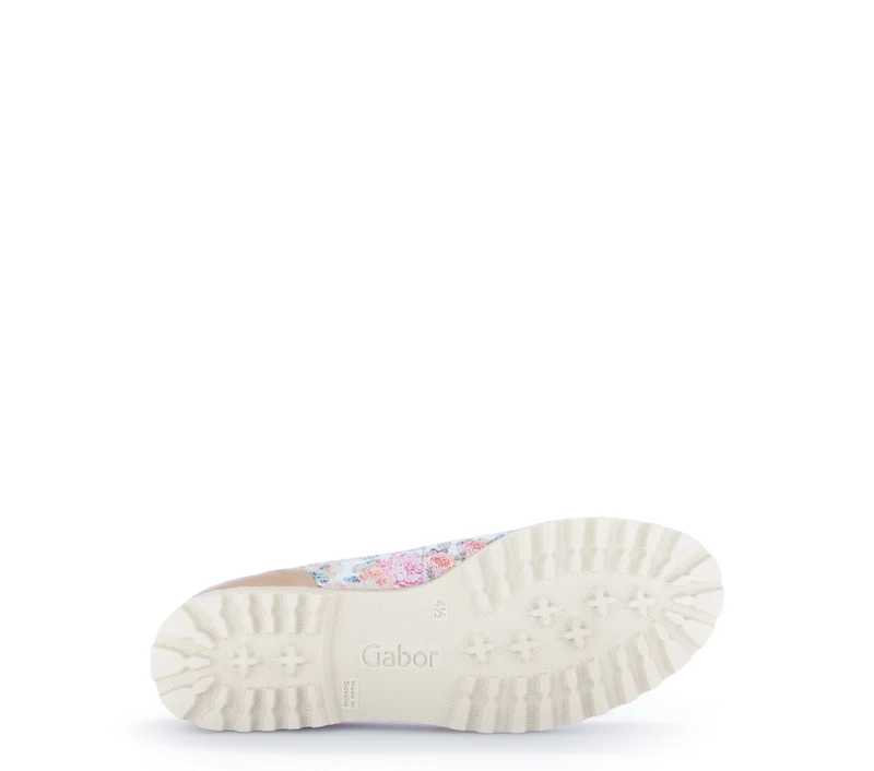 Ballerines fleuries en cuir lisse