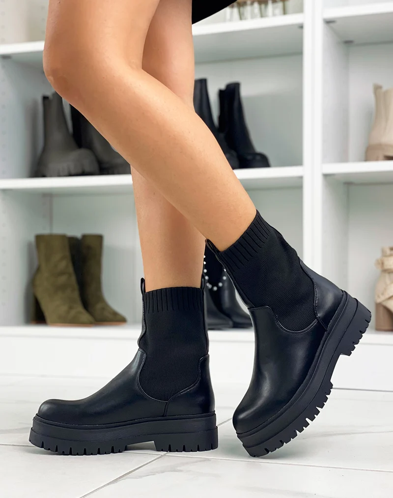 Bottines chaussette noires montantes