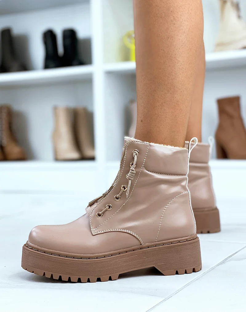 Bottines basses beiges molletonnées