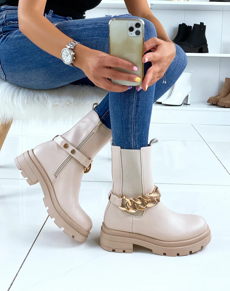 Bottines beiges avec élastique