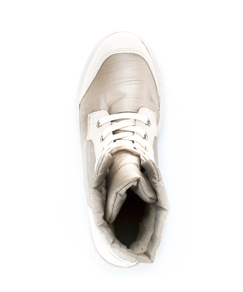 Baskets montantes beiges en cuir