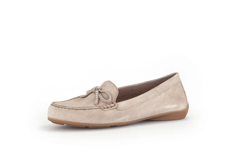 Mocassins beiges en cuir velours