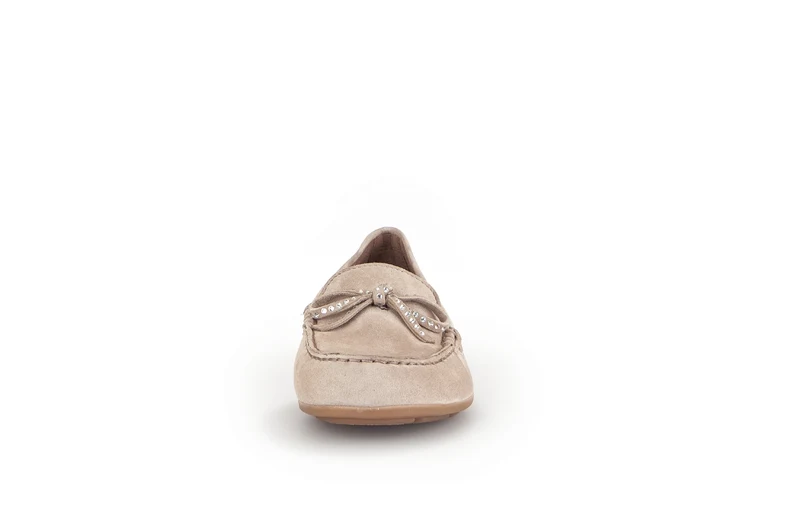 Mocassins beiges en cuir velours