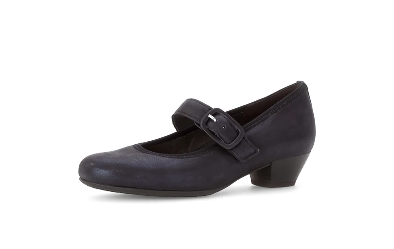 Escarpins marine en cuir velours