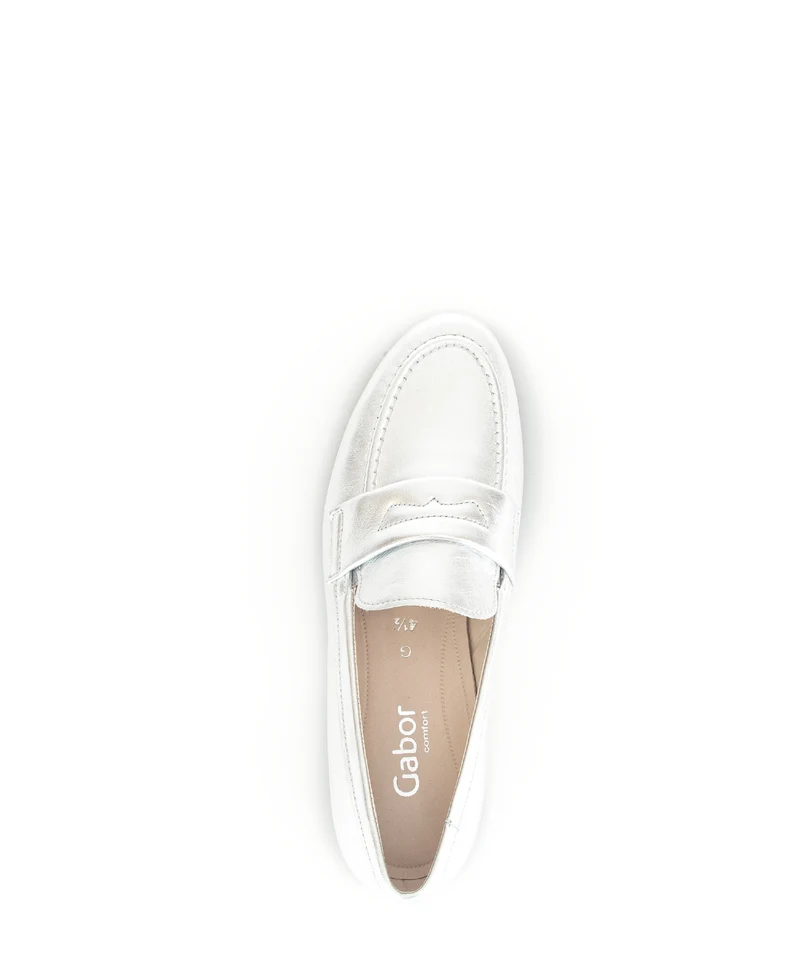 Mocassins argentés en cuir