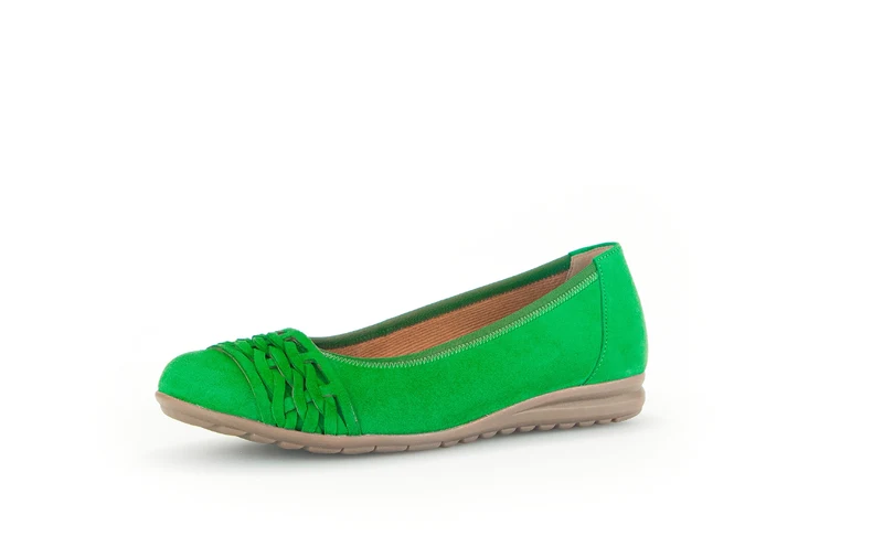 Ballerines vertes en cuir velours