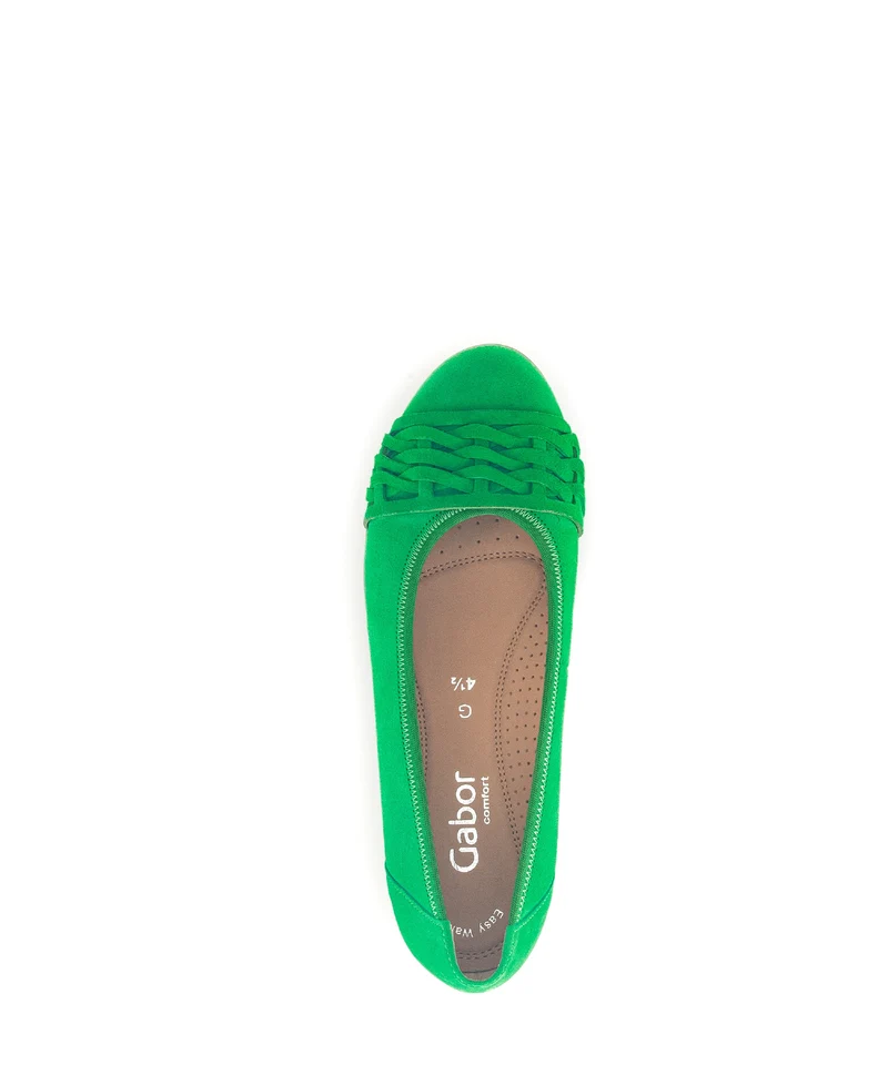 Ballerines vertes en cuir velours