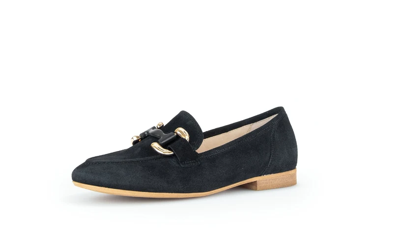 Mocassins marine en cuir velours